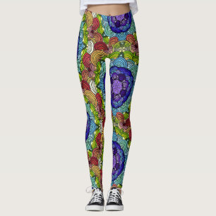 Mandala Design in vivid jewel tones Leggings