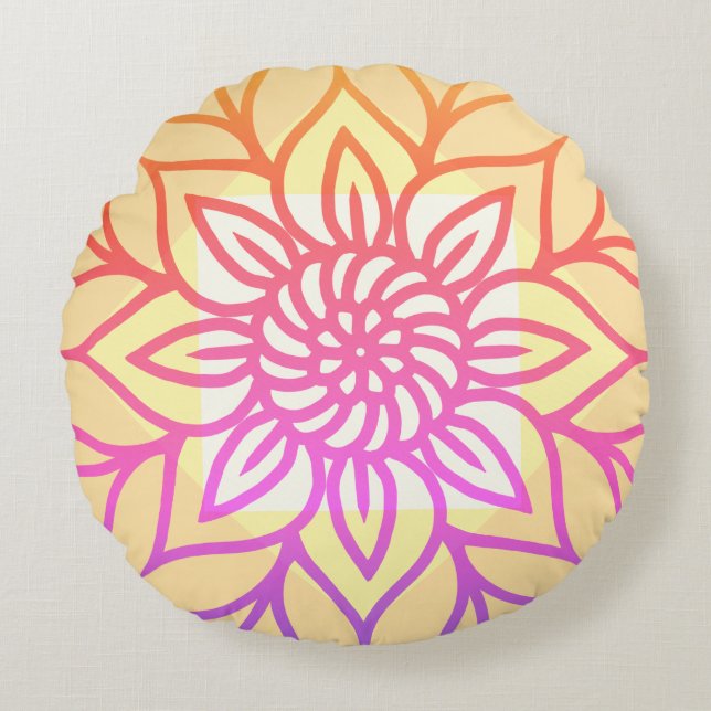 Mandala Design Light colour Round Cushion (Front)