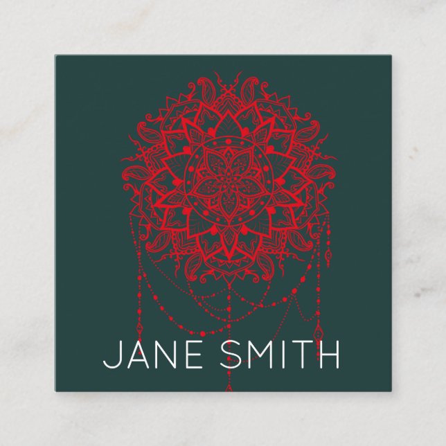 Mandala design modern stylish creative industry square business card (Front)