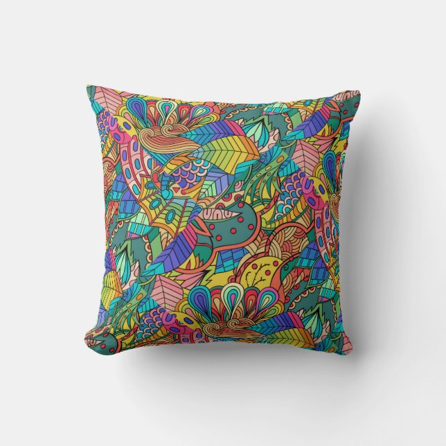 Mandala design, Multicolor Retro 60s Cushion (Front)