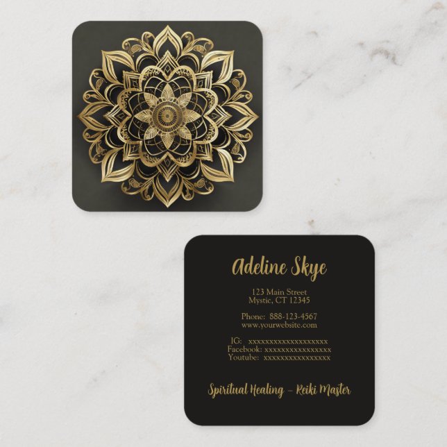 Mandala design square business card (Front/Back)
