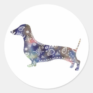 Mandala Dog, Dachshund Classic Round Sticker