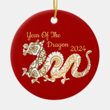 Mandala Dragon 2024 Chinese New Year Red
