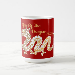 Mandala Dragon 2024 Chinese New Year Red Coffee Mug
