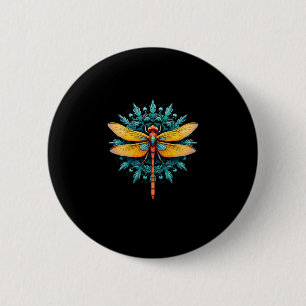 Mandala Dragonfly - Lotus Flower Insect Lover Ento 6 Cm Round Badge
