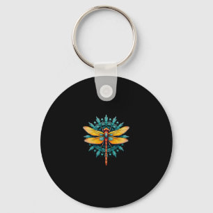 Mandala Dragonfly - Lotus Flower Insect Lover Ento Key Ring
