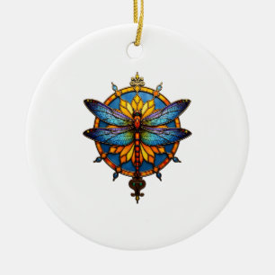 Mandala Dragonfly Luminous Sacred Geometry Spiritu Ceramic Ornament