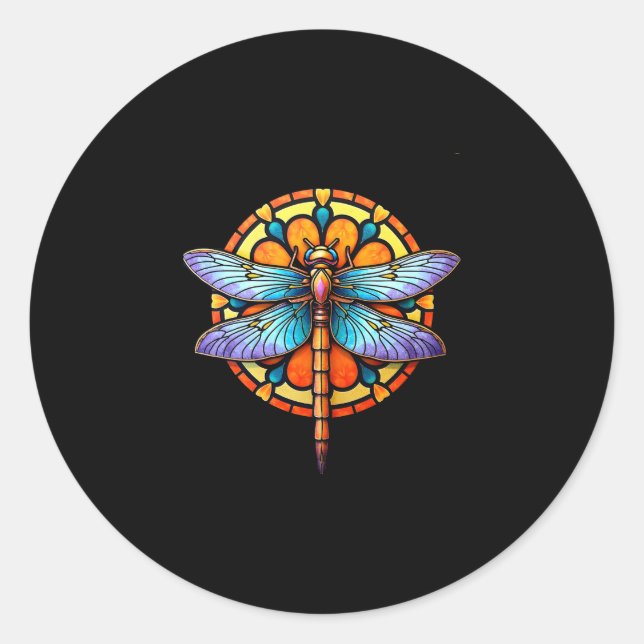 Mandala Dragonfly Luminous Sacred Geometry Spiritu Classic Round Sticker (Front)