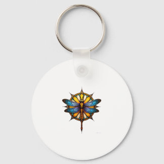 Mandala Dragonfly Luminous Sacred Geometry Spiritu Key Ring