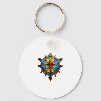 Mandala Dragonfly Luminous Sacred Geometry Spiritu Key Ring