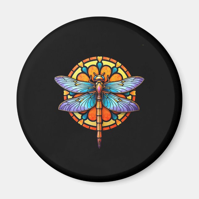 Mandala Dragonfly Luminous Sacred Geometry Spiritu Magnet (Front)