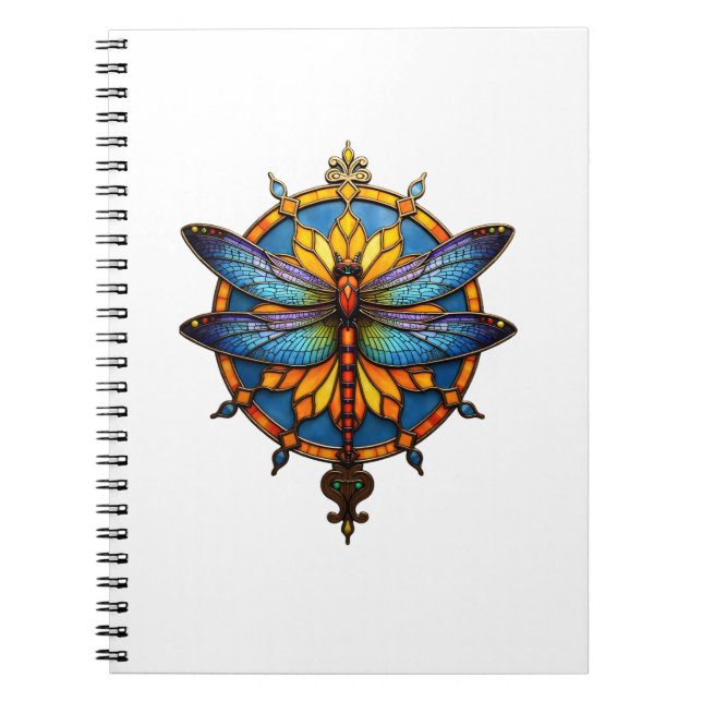 Mandala Dragonfly Luminous Sacred Geometry Spiritu Notebook (Front)