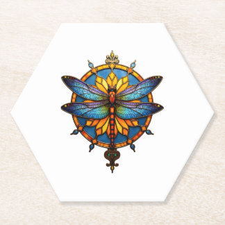 Mandala Dragonfly Luminous Sacred Geometry Spiritu Paper Coaster