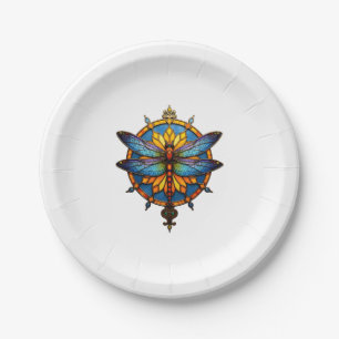 Mandala Dragonfly Luminous Sacred Geometry Spiritu Paper Plate