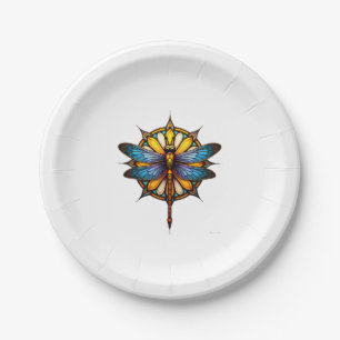 Mandala Dragonfly Luminous Sacred Geometry Spiritu Paper Plate