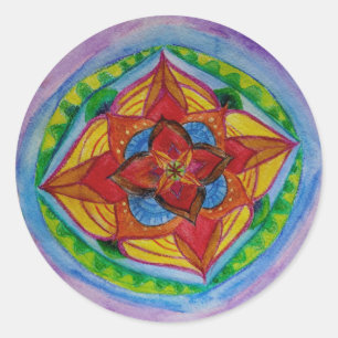Mandala Drawing Classic Round Sticker, Glossy Classic Round Sticker
