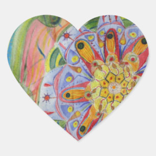 Mandala drawing Heart Stickers, Glossy Sticker