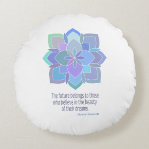 Mandala Eleanor Roosevelt Beauty Quote Round Cushion