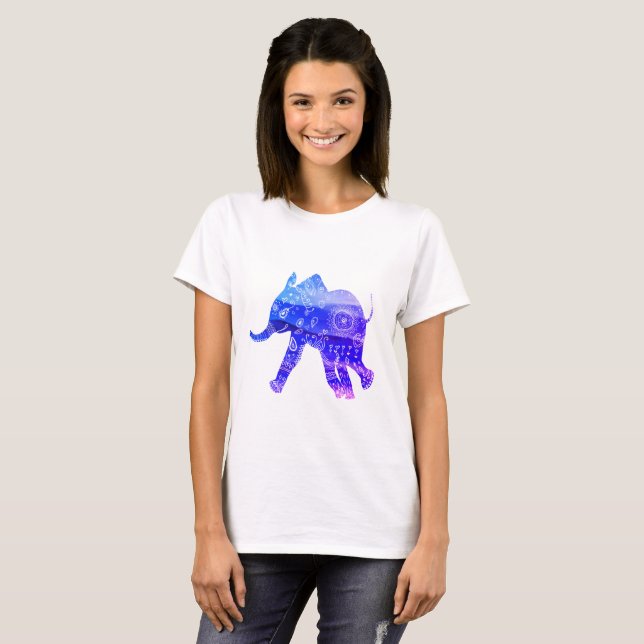 Mandala elephant Basic T-Shirt, White T-Shirt (Front Full)