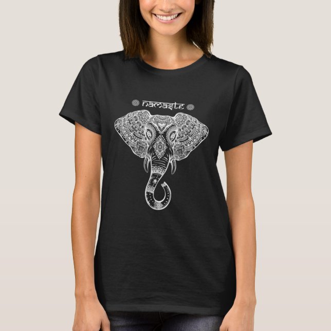 Mandala elephant black tee (Front)
