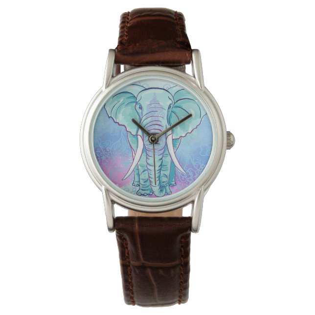 Mandala Elephant Bohemian Hippie Watch (Front)