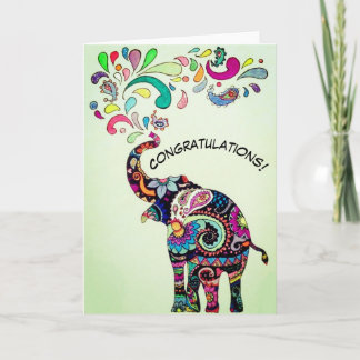 Mandala Elephant congratulations card