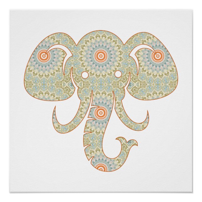 Mandala Elephant Head Design Poster (Front)