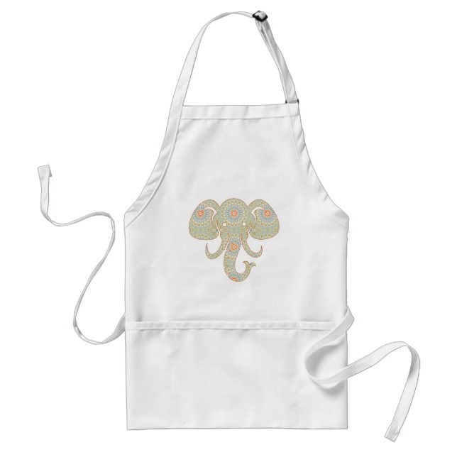 Mandala Elephant Head Design Standard Apron (Front)