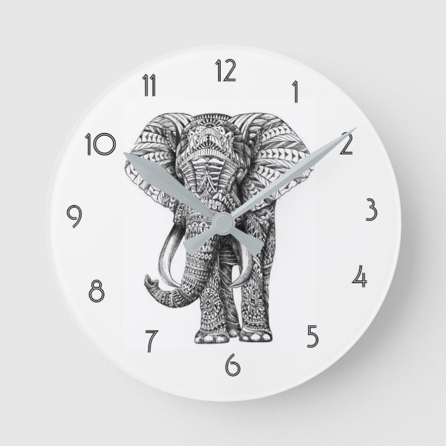 Mandala Elephant Wall Clock (Front)