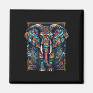 Mandala Elephant Wisdom Indian Elephant Zen Yoga M Magnet