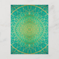 Mandala Emeral Green Gold Colorful