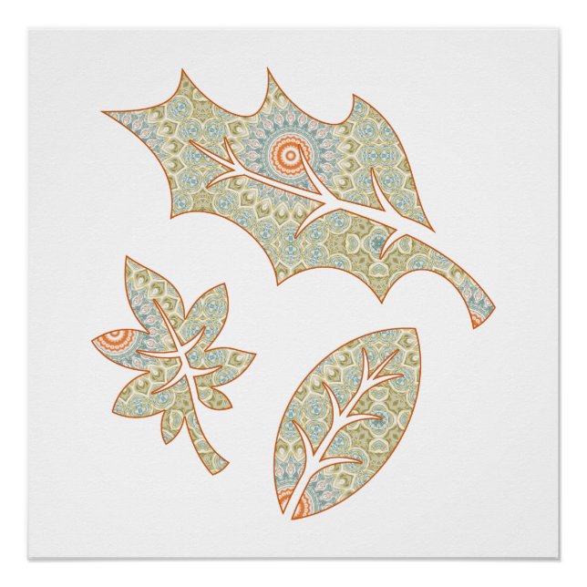 Mandala Falling Leaves Design Poster (Front)