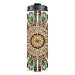 Mandala Feathers Watercolor: Natural Lace Design Thermal Tumbler