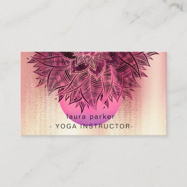 Mandala Floral Boho Massage Yoga Instructor Busine Business Card (Front)