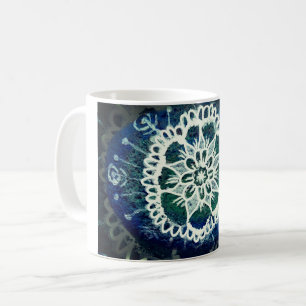 Mandala Floral  Mug Blue