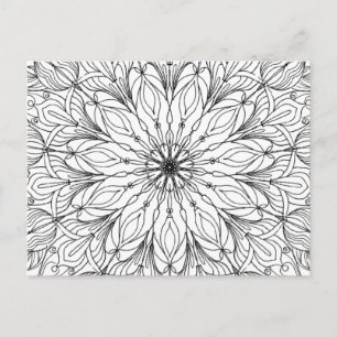 Mandala floral pattern colouring flower pattern postcard