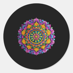 Mandala Floral Zen Vibrant Circular Pattern Classic Round Sticker
