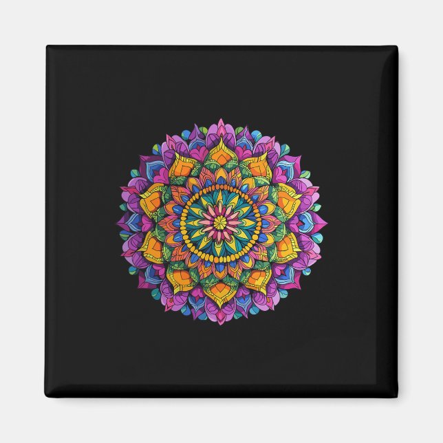 Mandala Floral Zen Vibrant Circular Pattern  Magnet (Front)