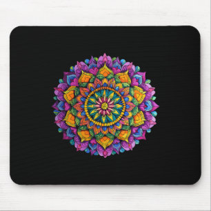 Mandala Floral Zen Vibrant Circular Pattern Mouse Pad
