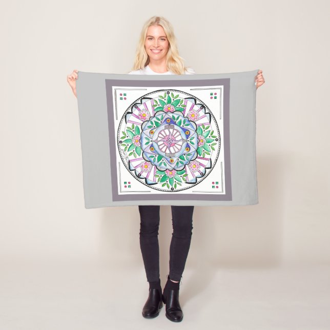 Mandala Floribunda Fleece Blanket (In Situ)