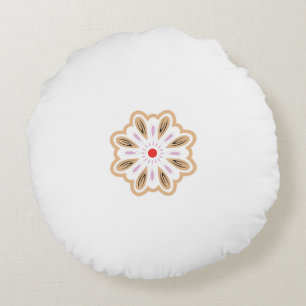 Mandala Flower Art Print Boho Decor Round Cushion