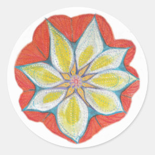 Mandala Flower Classic Round Sticker, Glossy Sticker