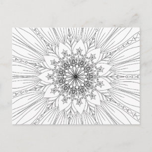 Mandala flower colouring floral pattern postcard