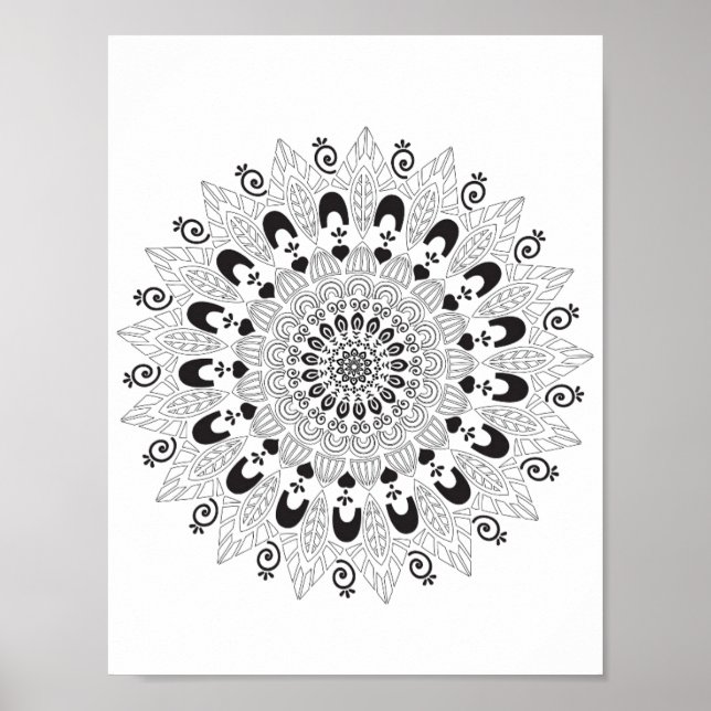 Mandala Flower Design Colouring Page Poster (Front)