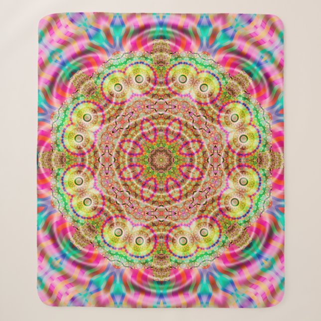 Mandala flower design sherpa blanket (Front)