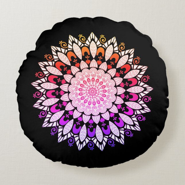 Mandala Flower Design Throw Pillow (Front)