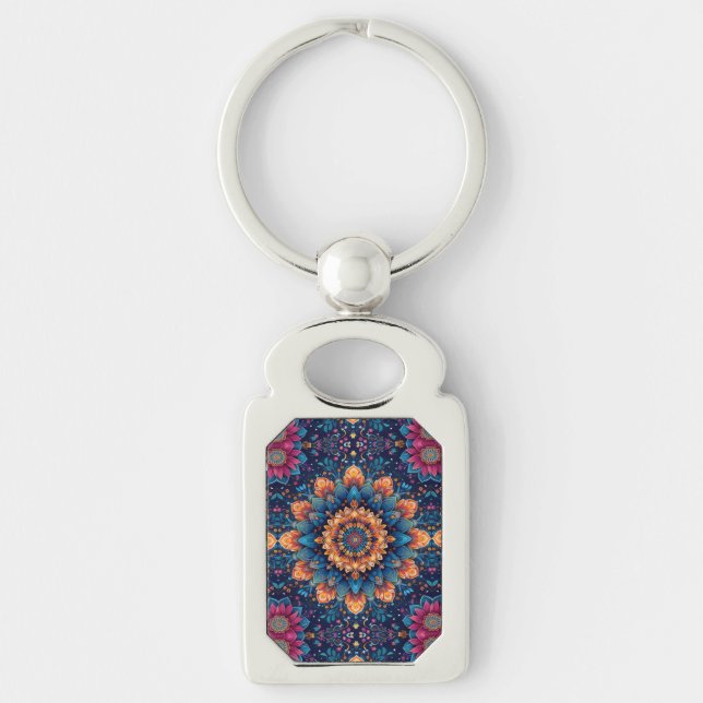 Mandala Flower Digital Art Style-23907. Key Ring (Front)