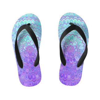Mandala Flower in Light Blue and Purple Kid's Thongs