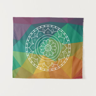 Mandala flower india rainbow boho colourful design tapestry