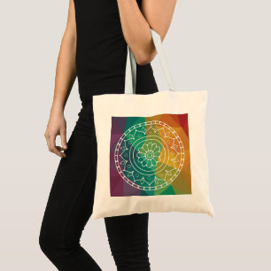 Mandala flower india rainbow boho colourful design tote bag